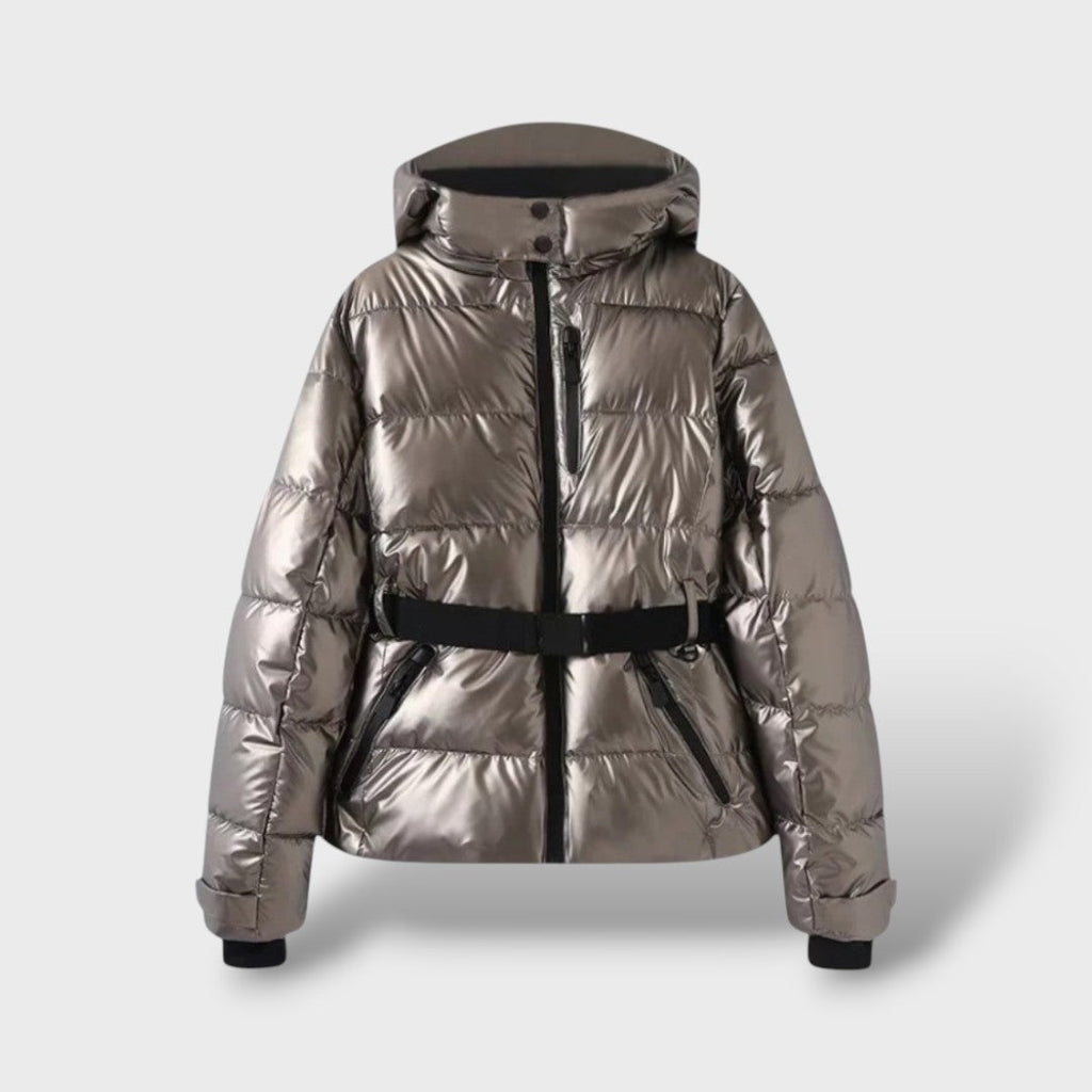 Chaqueta Acolchada con Cinturón Impermeable