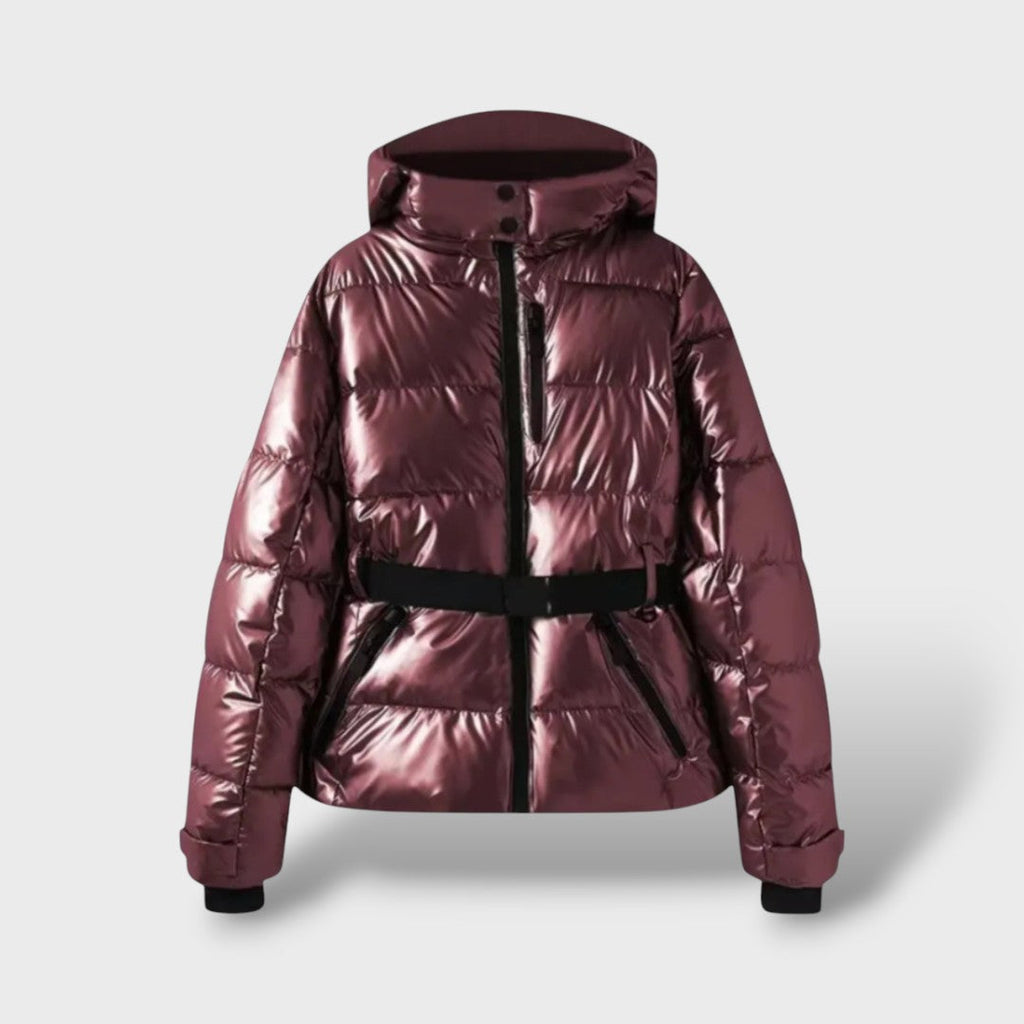 Chaqueta Acolchada con Cinturón Impermeable