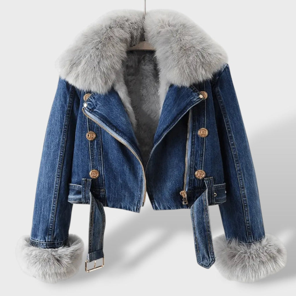 Chaqueta Vaquera con Pelo Sintético Mujer