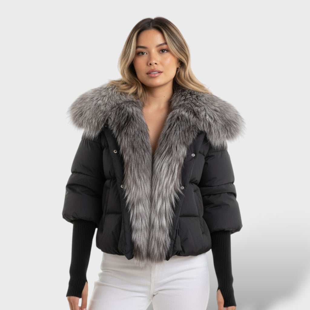Chaqueta acolchada con cuello de piel sintética
