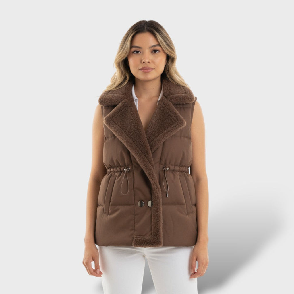 Celestine | Chaleco Acolchado Elegante con Cuello de Pelo