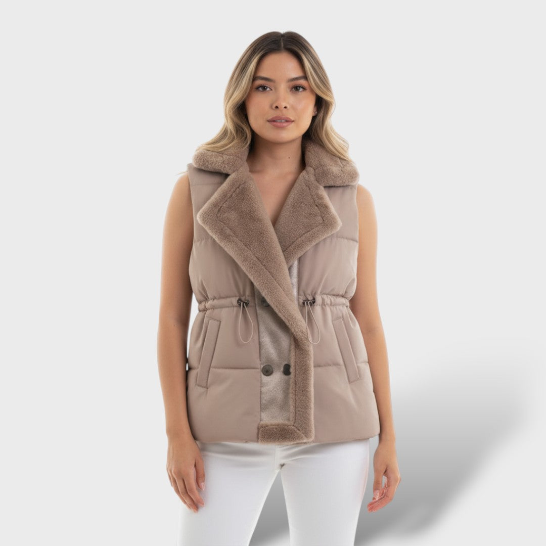 Celestine | Chaleco Acolchado Elegante con Cuello de Pelo