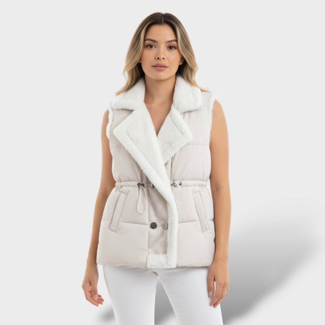 Celestine | Chaleco Acolchado Elegante con Cuello de Pelo