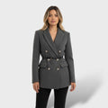Abrigo Tweed Doble Botonadura Mujer