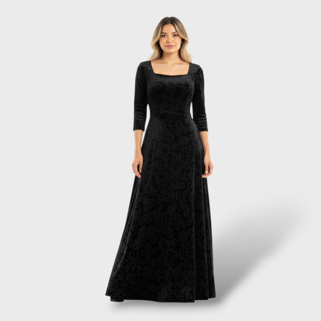 Florélia | Vestido Elegante de Cuello Cuadrado