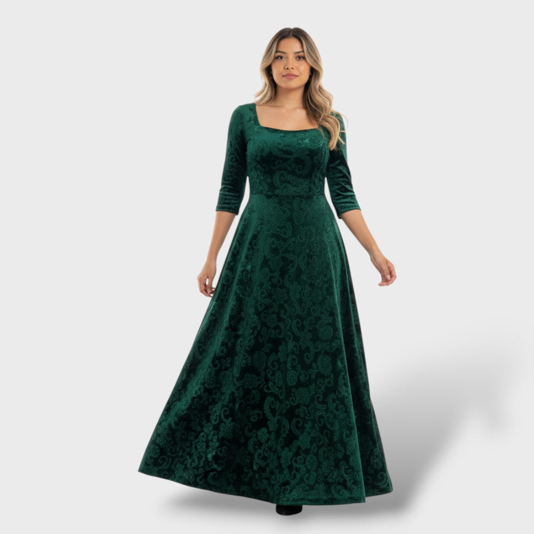 Florélia | Vestido Elegante de Cuello Cuadrado