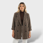 Abrigo Doble Botonadura Lana Elegante Mujer