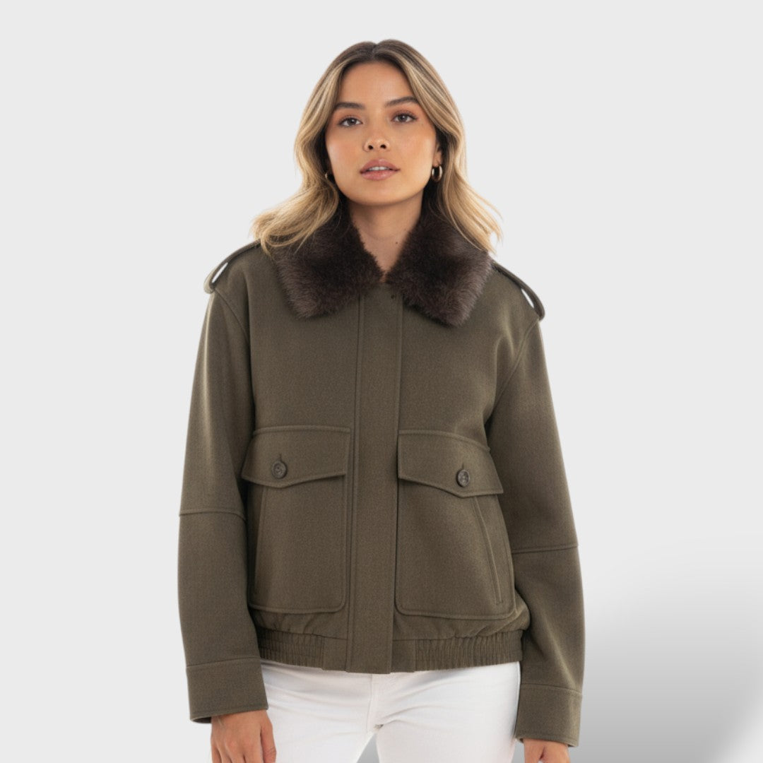 Abrigo casual con cuello desmontable mujer