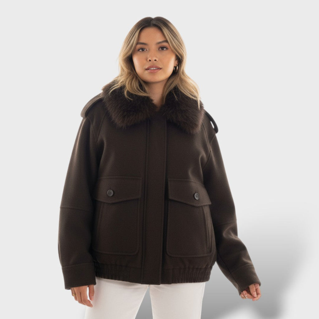 Abrigo casual con cuello desmontable mujer