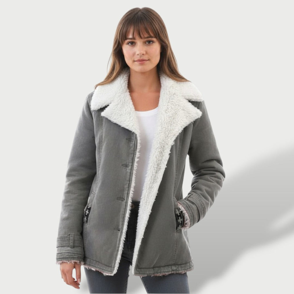 Abrigo Largo Mujer Invierno con Solapa Elegante