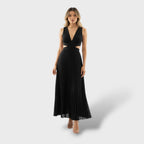Vestido maxi plisado mujer elegante