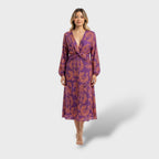 Vestido maxi boho envolvente elegante