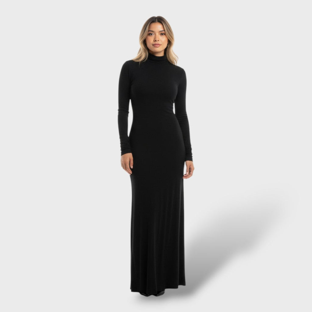 Vestido maxi de cuello alto mujer