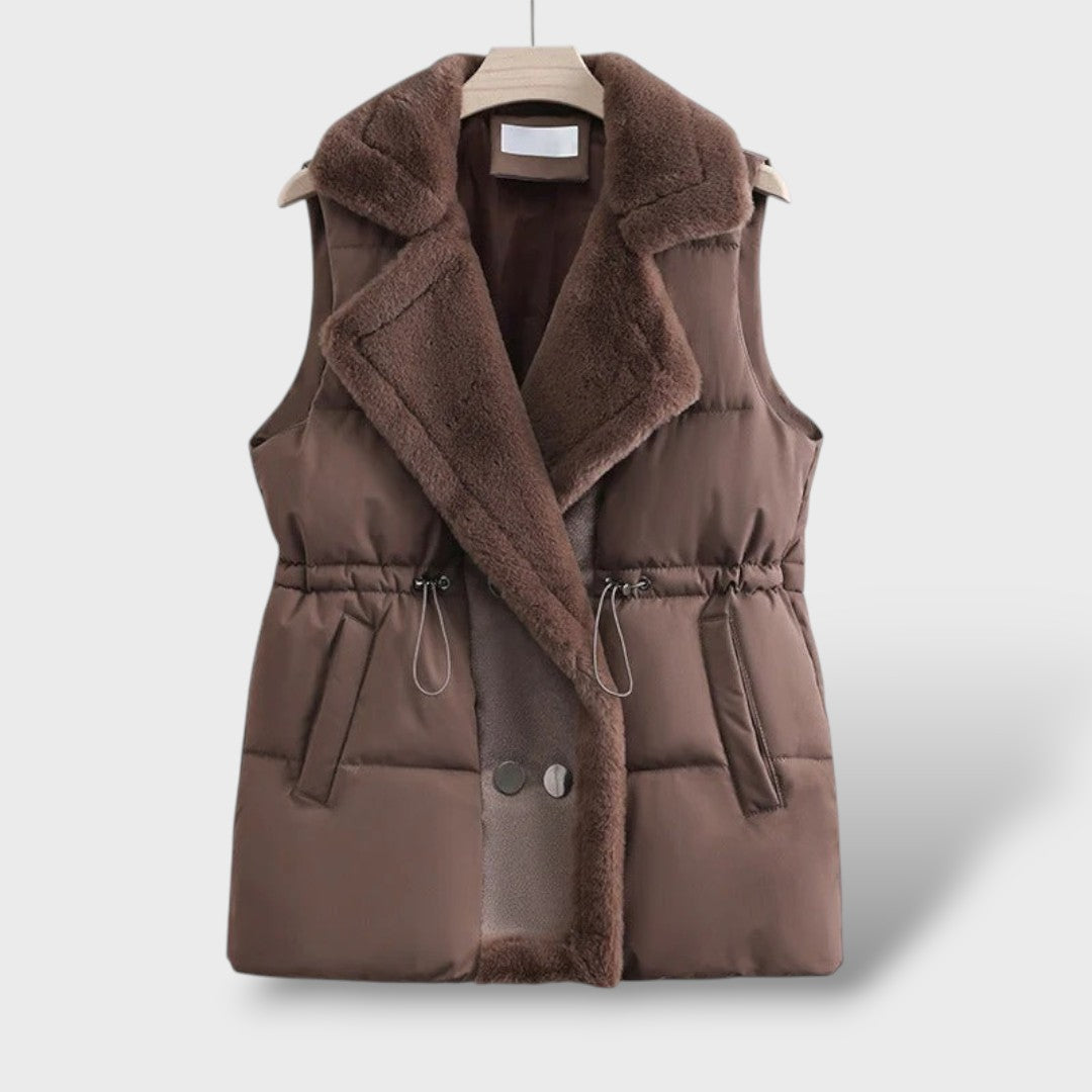 Celestine | Chaleco Acolchado Elegante con Cuello de Pelo