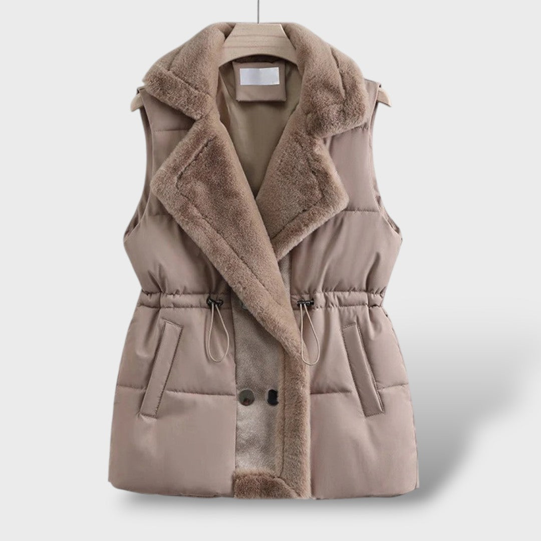 Celestine | Chaleco Acolchado Elegante con Cuello de Pelo